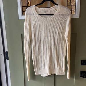 Madewell Cream Scoop Neck Cable Knit Sweater Size S Excellent Condition Cotton